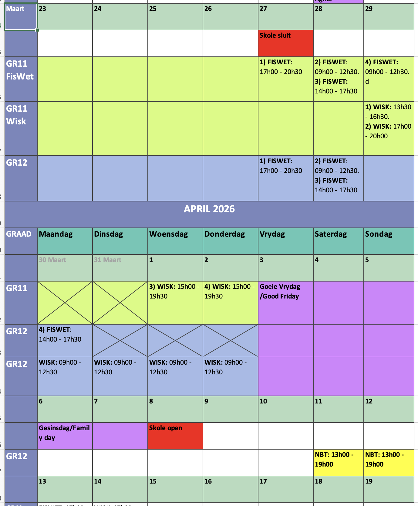  Rooster: Maart Herfsskool 2024 